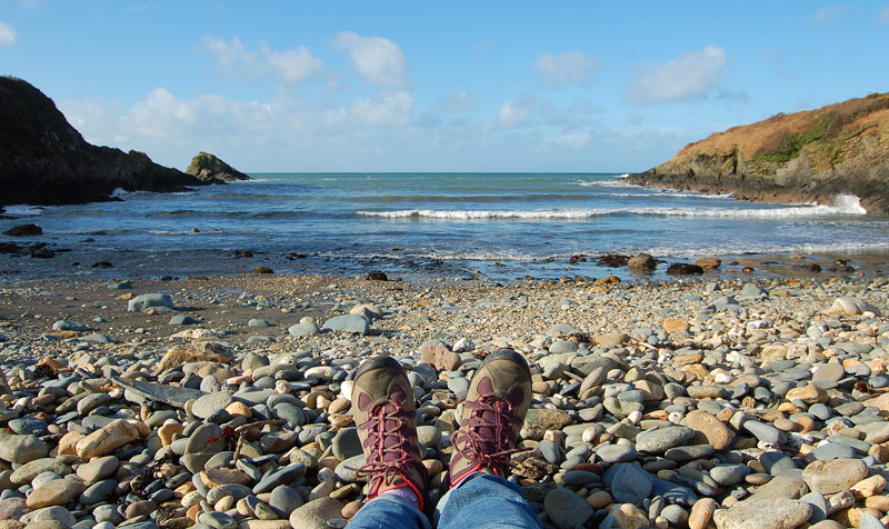 A relaxing sit down at Aber Bach beach