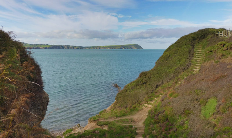The coast path on Morfa Head - heading for Poppit Sands The coast path on Morfa Head