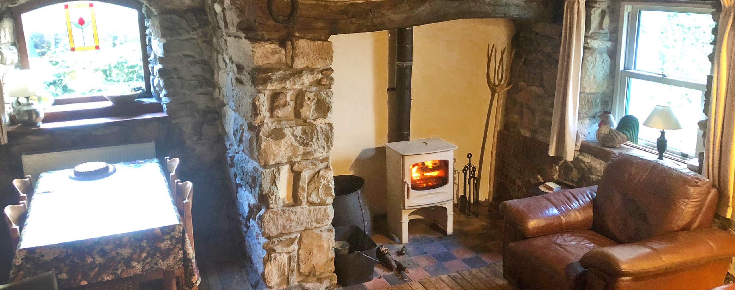 Living area with wood burning stove