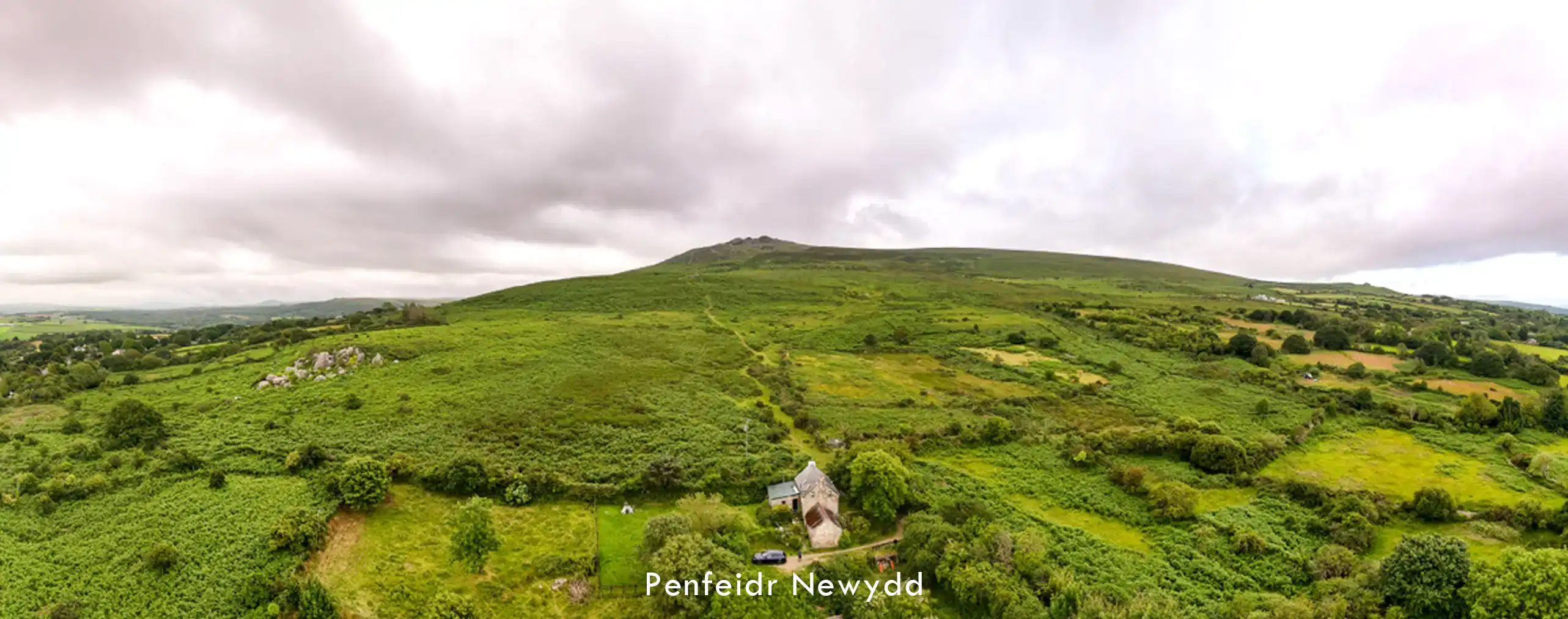 Panoramic, showing Penfiedr Newydd on Carningli Mountain